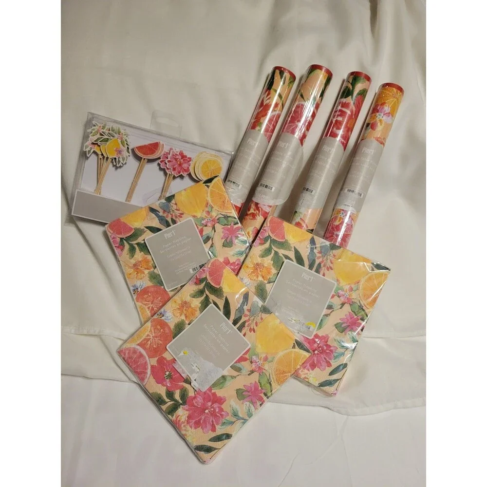 Pier 1 Import Paper Table Runner, Table Napkins  And  Party Picks Set Of 8